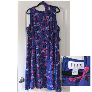 Elle Blue and pink floral dress, XXL